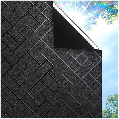 Coavas Blackout Window Privacy Film 100% Light Blocking 17.5"x118" | Static Cling Removable Frosted Privacy Cover, Heat Control Room Darkening Shade for Daytime Sleep, Bedroom, Nursery - color: Blackout, size: 17.5 x 118 Inch