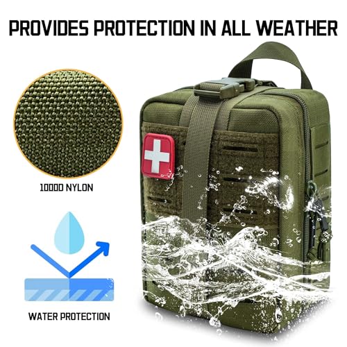 Molle Ifak Pouch, Rip Away Molle Tactical Medical Pouch, Empty First Aid Kit Bag for Duty Belt (1 Pack-Green) - color: 1 Pack-green