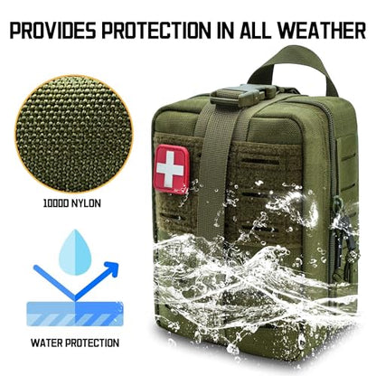 Molle Ifak Pouch, Rip Away Molle Tactical Medical Pouch, Empty First Aid Kit Bag for Duty Belt (1 Pack-Green) - color: 1 Pack-green