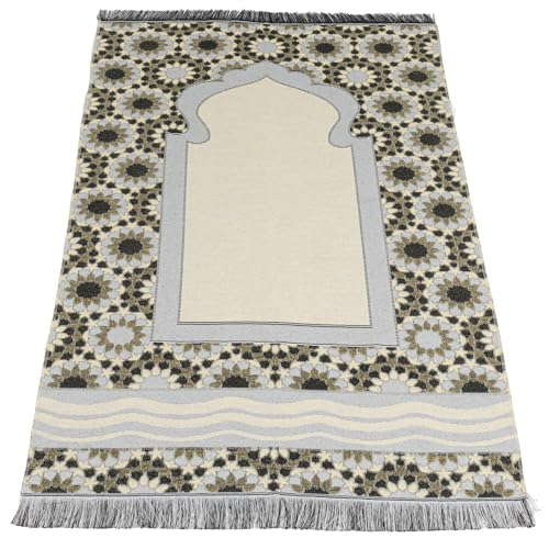 Modefa Turkish Travel Prayer Mat - Muslim Prayer Rug - Thin Woven Cotton Traditional Janamaz Sejjadah for Men Women - Prayer Matt Islam Praying Mat Stargazer (Blue) - color: Blue