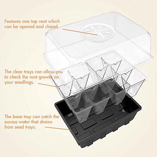 Gardzen 10 Pack Seed Starter Trays with Adjustable Vented Dome 120 Cell Clear - color: Clear Trays