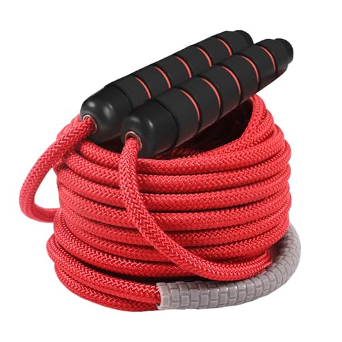 23 FT Long Jump Rope for Kids Adults,Double Dutch Jump Rope,Adjustable Skipping Ropes with High-strength Nylon Braided Rope Core,360°Rotation Not Entangled,Long Enough for 4-6 Jumpers.Red