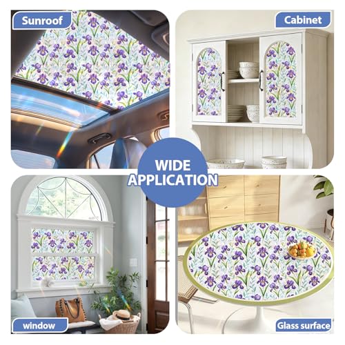 Rainbow Stained Glass Window Privacy Film,Anti-UV Heat Blocking Save Energy - color: Rainbow Iris, size: 23.5*78.5