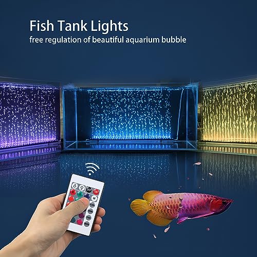 9.05 inch Submersible Aquarium Light, Fish Tank Light with Air Bubble Hole, RGB Color Changing Brightness Adjustable IP68 Waterproof Remote Control LED Light for Aquarium Fish Tank - size: 9.05 inch Air Bubble Hole