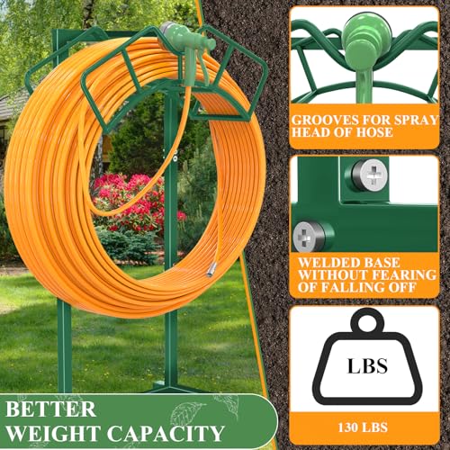 Qatsrin Super Stable Garden Hose Holder, Water Hose Reel holds 160ft, Green | Freestanding Water Hose Storage Hanger，Detachable Hose Stand Box for Outside Yard Lawn Farm - color: Green