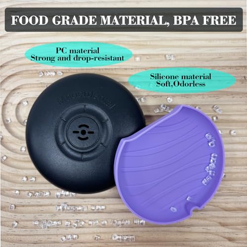 2 Pack Retainer Case with Vent Hole, Compatible with Invisalign | Portable Slim Travel Aligner Case,Secure Magnetic Closure-Food Grade Silicone Pad(Mix Colors) - color: Black Purple+Black Cyan