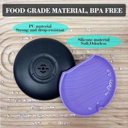 2 Pack Retainer Case with Vent Hole, Compatible with Invisalign | Portable Slim Travel Aligner Case,Secure Magnetic Closure-Food Grade Silicone Pad(Mix Colors) - color: Black Purple+Black Cyan