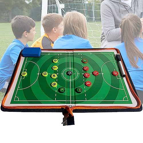 Futsal Soccer Coaching Board Magnetic with Marker, Football Tactics Board Portable, Foldable Soccer Clipboard for Coaches with Player Markers & Pen