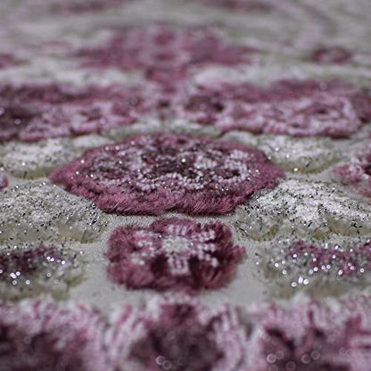 Modefa Turkish Islamic Velvet Prayer Rug - Prayer Mat Carpet for Men and Women - Traditional Muslim Janamaz Sajada - Ramadan or Eid Gift - with Car Hanger - Luxury Winter Rose (Pink/Gray) - color: Pink / Gray