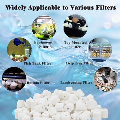Aquarium Filter Media, Bio Ceramic Rings Set with Zippered Mesh Bag, Durable Freshwater Marine Biological Filter Media for Fish Tank, Pond, Canister (1.1lb, 500g)