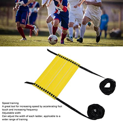 Quick Speed Training Ladder | 6m 12 - Rung Football Step Ladder with Scale | Adjustable Width for Football/Basketball/Volleyball | Foldable & Portable with Storage Bag