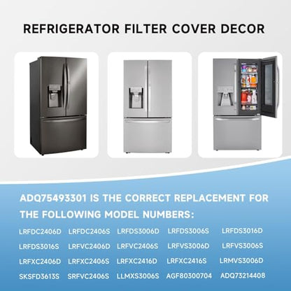 Refrigerator Fresh Air Filter Cover Replace#: ADQ75493301 Compatible with LG ThinQ Smart LRMVS3006S LRMDS3006S LLMXS3006S LRMDS3006D LRMVC2306S LRFDS3016S LRFVC2406S LRFXC2416S LRFXC2406D
