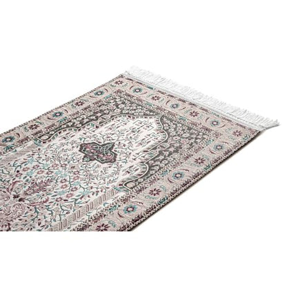 Naseej Prayer Mat Collection – Woven Islamic Design, Cushioned for Comfort (Pastel Mihrab)