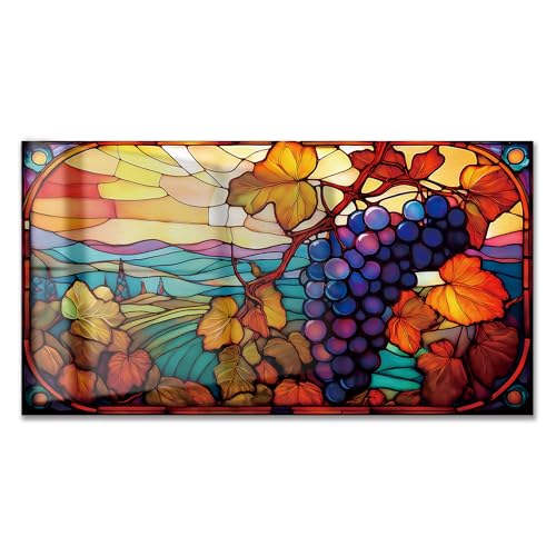 LMSDYSHU Mosaic Grapes Tempered Glass Backsplash for Kitchen Stove 30"x16" | One Piece Oven & Range Backsplash, Heat Resistant & Easy to Clean - color: Mosaic Grapes, size: 30"L x 16"W