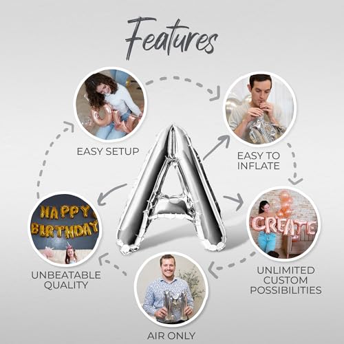 Letter Balloons - EID MUBARAK 16" Inch Alphabet Letters Foil Mylar Balloon Blessed Feast Festival Party Banner (Silver) - color: Silver
