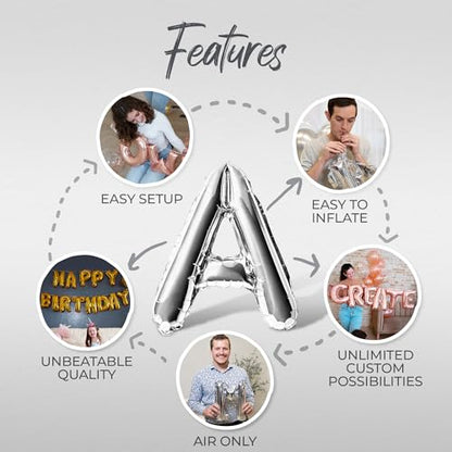 Letter Balloons - EID MUBARAK 16" Inch Alphabet Letters Foil Mylar Balloon Blessed Feast Festival Party Banner (Silver) - color: Silver