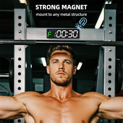 Mini Portable Gym Timer Clock, Large LED Digital Display Screen, Powerful Magnet, Powerful Battery, Count up/Down, Stopwatch, Exercise Interval Timer, Eight Fitness Modes, Suitable for Home and Gym - color: Black