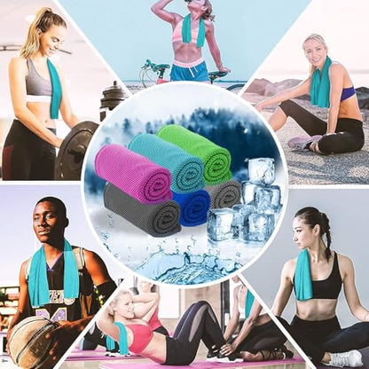 Amgico 10 Pack Cooling Towel 40"X12", Cooling Towels for Hot Weather, Instant Cooling Soft Breathable Quick Dry Microfiber Towel for Summer, Hiking, Golf, Travel, Beach, Gym, Camping & More - color: 2 Sky Blue/2 Navy Blue/2 Dark Gray/2 Maroon/2 Black