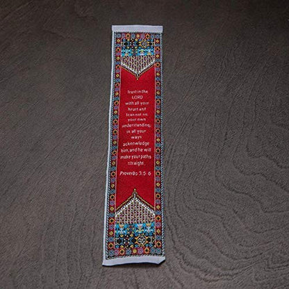 Logos Bookmark -Proverbs 3:5-6 - Red, Christian, Cloth Carpet Bookmark - color: Trust in the Lord - Red, size: Single