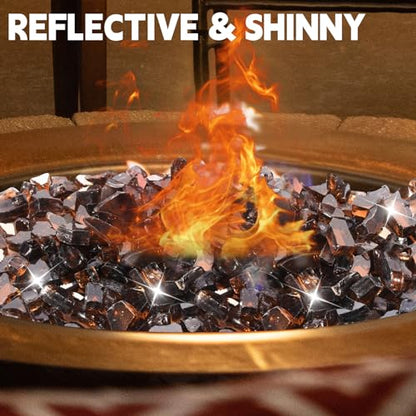 20 Pounds Fire Pit Glass, Fireplace Glass Rock | Firepit Glass Rock,High Luster, Fit for Natural and Propane Fire Pit Table, Fireplace and Landscaping - color: Amber, 1/2 Inch, size: 20 Pounds