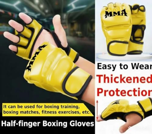 MMA Gloves Grappling Sparring, Mixed Martial Arts Mitts Men Women Boxing Gloves, Combat Sports Training, Muay Thai, Kickboxing, Open Palm Training Gloves for Grappling, Punching Bag, Self-Defense