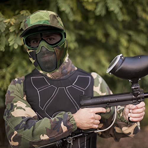 Airsoft Mask with Goggles, Foldable Half Face Airsoft Mesh Mask with Ear Protection for Paintball Shooting Cosplay CS Game - color: C-3PCS, size: 3pcs