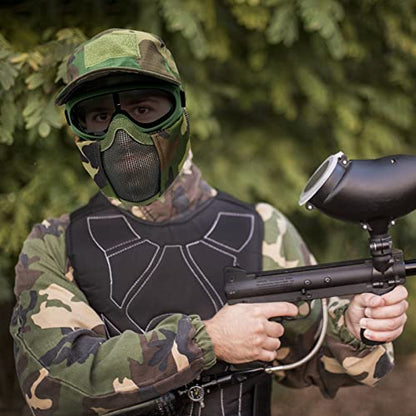 Airsoft Mask with Goggles, Foldable Half Face Airsoft Mesh Mask with Ear Protection for Paintball Shooting Cosplay CS Game - color: C-3PCS, size: 3pcs