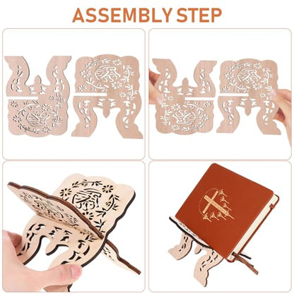 BESTYASH Detachable Wooden Book Holder Bible Stand Decorative Quran Display Rack for Islam Eid Table Reading Organizer