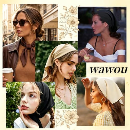 4 Pack Head Scarf for Women Non-Slip Triangular Hair Accessories, Ideal for Travel Sun Protection Daily Wear