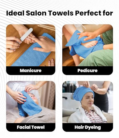 Avalon Towels Salon Towel - Sky Blue Hand Towels Bulk Pack of 24 - 100% Cotton Absorbent Spa, Facial & Gym Towel for Working Out - 16x27 Inches (Not Bleach Proof) - color: Skyblue