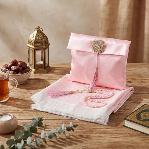 10 Pack Muslim Prayer Rug with Tasbih and Portable Bag Muslim Gift for Women Men Prayers Carpet Mat Mubarak Islamic Gifts Set