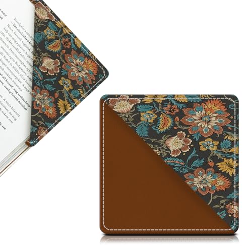 Cute Leather Bookmarks, Fun Triangle Making Corner Bookmark, Book Accessories for Reading Book Lovers, Unbreakable Page Markers for Women Men Luxury Paisley Flowers - color: Luxury Paisley Flowers