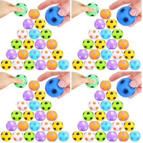 32 PCS Mini Fidget Spinners Soccer Ball Toys for Kids, Soccer Party Favors Goodie Bag Stuffers, Rotatable Soccer Finger Stress Balls for Classroom Prizes (Pack of 4) - size: 1.3 inches (Pack of 4)