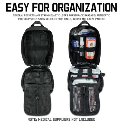Molle Ifak Pouch Rip Away, Molle Tactical Medical Pouch, Empty First Aid Kit Bag for Duty Belt (1 Pack-Black) - color: 1 Pack-black