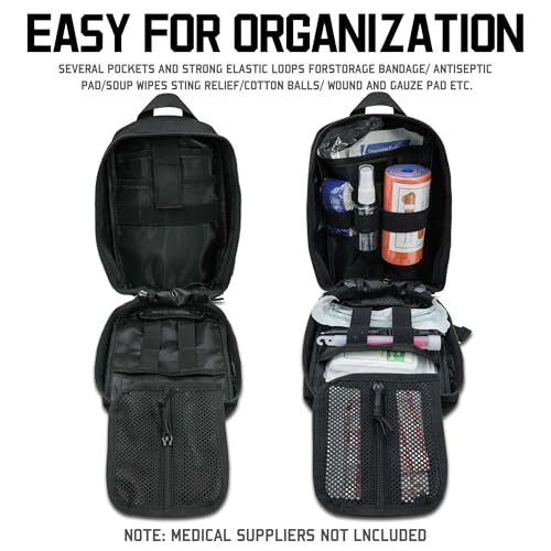 Molle Ifak Pouch Rip Away, 2Pack Molle Tactical Medical Pouch, Empty First Aid Kit Bag for Duty Belt (2 Pack-Black) - color: 2 Pack-black