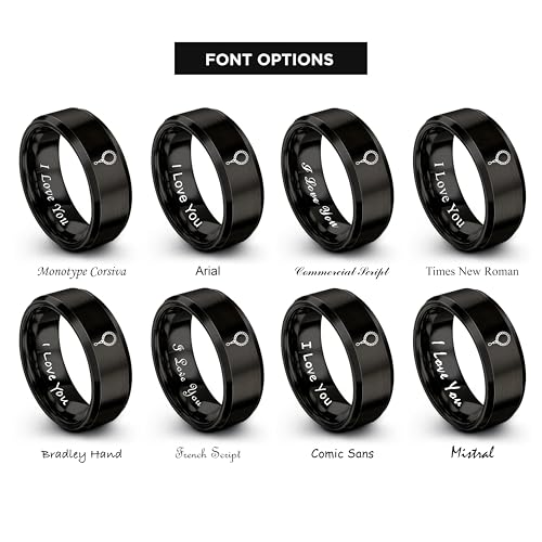 Tasbih Prayer Beads Ring - Gift for Muslim - Tungsten Carbide - Band - Black Yellow Gold Silver - Flat Dome Bevel - Men Women - Personalized Custom Engraving - 8mm - Anniversary Engagement Wedding - color: 12 - Black Tungsten