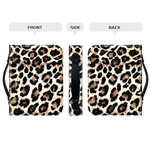 PU Leather Bible Cover with Handle & Pockets, Large Capacity Bible Case, Water-Resistant Scripture Organizer Bag with Bonus Card Holder, Christian Gift for Women & Men, Leopard Print 02 - color: Leopard Print 02