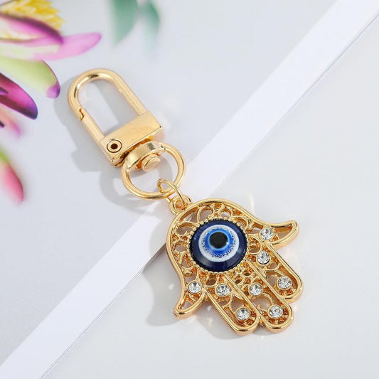 Turkish Devil's Eye Rhinestone Keychain Luxurious Ethnic Style Crytal Keychain for Car Key Bag Backpack Decorative Gift - style: Style 2