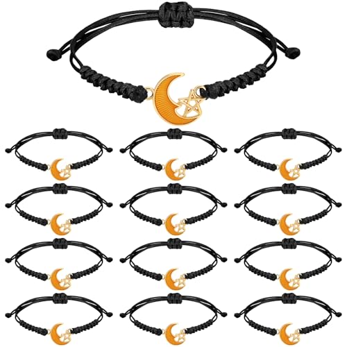 Huquary 24 Pcs Eid Adjustable Bracelets Muslim Favors - style: Black String