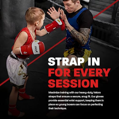 Kids Boxing Gloves for Kids Children Youth Punching Bag Kickboxing Muay Thai Mitts MMA Training Sparring Gloves - color: Red, size: 6 oz