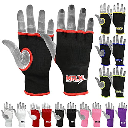 MRX Muay Thai Boxing Inner Gloves Protective Hand Wrap (Black,Red Medium) - color: Red, size: Medium