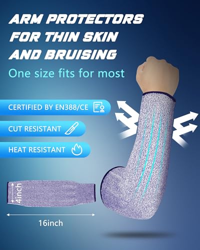 Geyoga Arm Sleeves Guards Cut Resistant HPPE,X-Large,Hppe,Gray - color: Blue, size: Large, style: Hppe