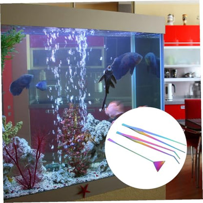 3Pcs Aquarium Cleaning Tools Set Durable Stainless Steel Tweezers Spatula Kit for Easy Fish Tank Maintenance Water Plant Care Rustproof Convenient to Store