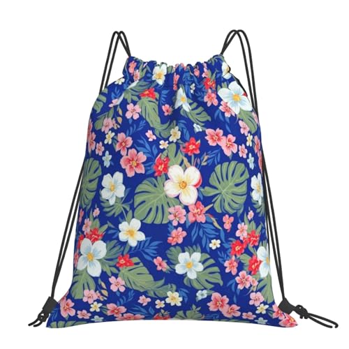 Lightweight Drawstring Bag Charming Hawaii Flower, Large Capacity String Backpack for Beach Swimming Pool - color: Pattern (369)