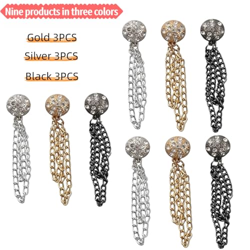 9 Pcs Magnetic Clips with Chain Hijab with Rhinestone Embellishments