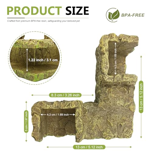 Aquarium Underground Corner Cave, Rock-Texture Fish Tank Viewing Tunnel Hideout for Betta, Shrimp, Corydoras & Kuhli Loach, Small Aquarium Decor Cave for Bottom-Dwelling Fish