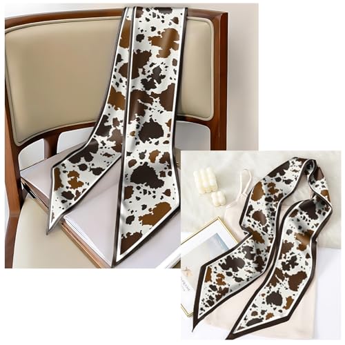 Head Hair Scarf Neck Silk Feeling Scarves Long Thin Satin Fashion Handbag Cute Decoration Women Girls 59 * 6.7'' - color: O-1-cowhide