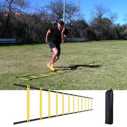 Agility Ladder - Speed Training Equipment Workout Tool, Footwork Exercise Gear Kit, Portable Duraable Practice Training Set with Carry Bag | Fitness Conditioning Ladder for Gym Outdoor Baseball Sports