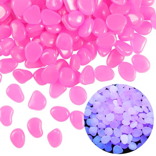 OSOPOLA 150 PCS Glow in The Dark Rocks - Purple Luminous Stones | Fish Tank Accessories Turtle DIY Decor Pebbles for Fairy Garden Yard FD05DP150 - color: Purple/150 pcs, size: 2.5x2x0.5cm