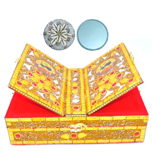 Goofy Turtle Handmade Wooden fordable rehal Quran Book Box for Reading Quran Sharif para Set Books rihal Stand for Bride & Bridal Size ? 32 x 22 cm with Free Compact Mirror
